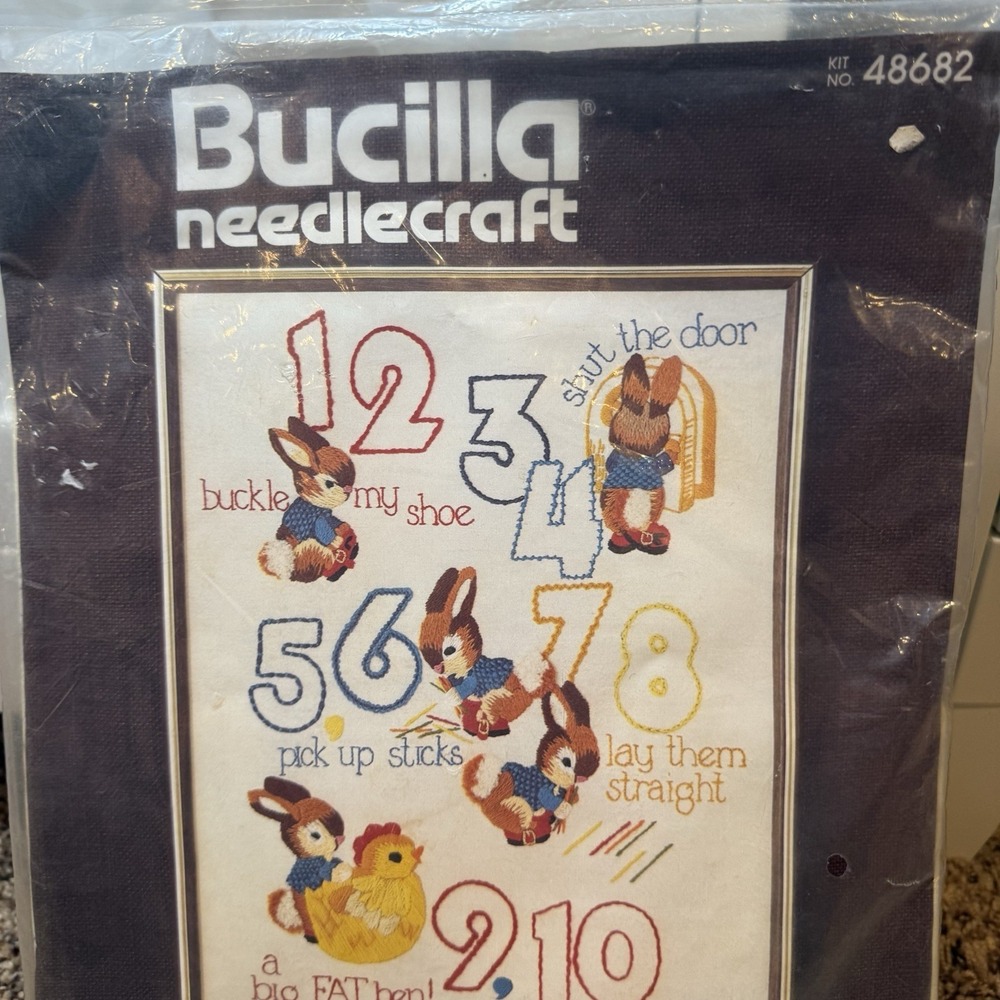Vintage Bucilla Needlecraft " 1 2 Buckle My Shoe " Sampler 48682 NEW 18x22 - Picture 3 of 8
